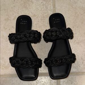A New Day Black Double-Strap Sandals